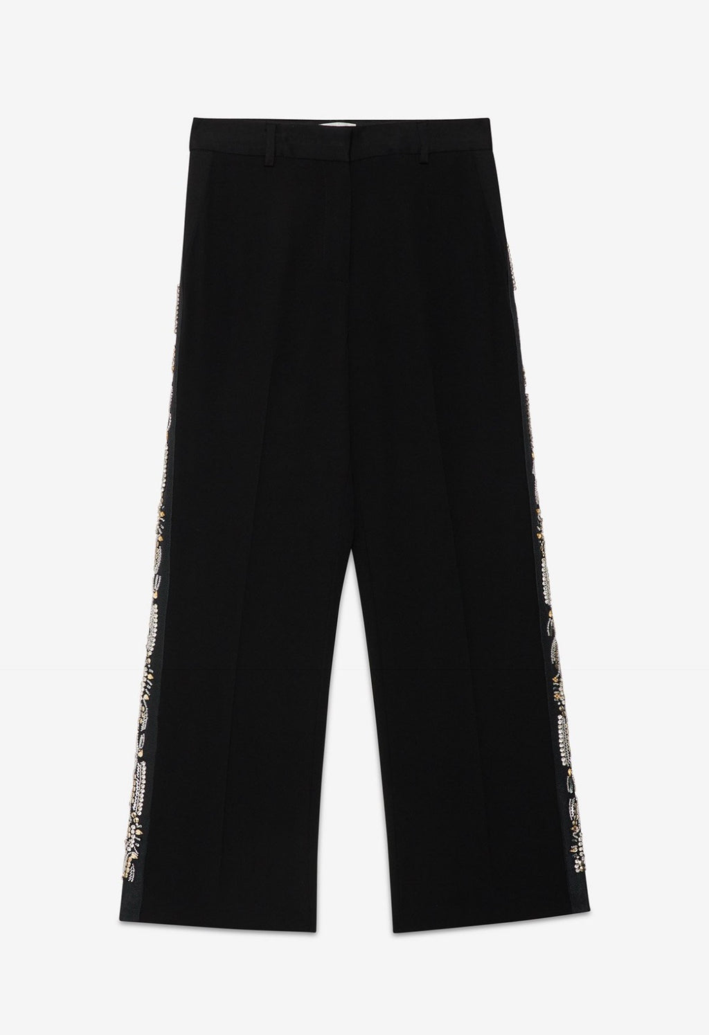 Ottod’Ame Black Straight Leg Trousers with Embellished Side Stripe