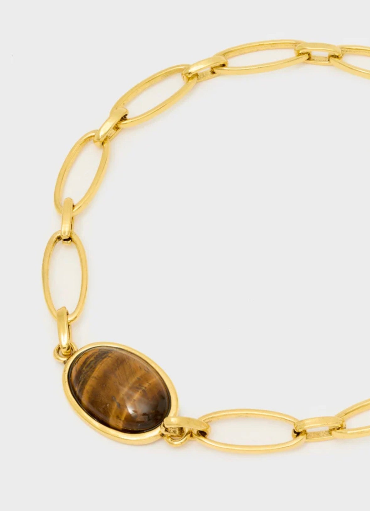 NALI Short Gold Necklace with Tigers Eye Pendant