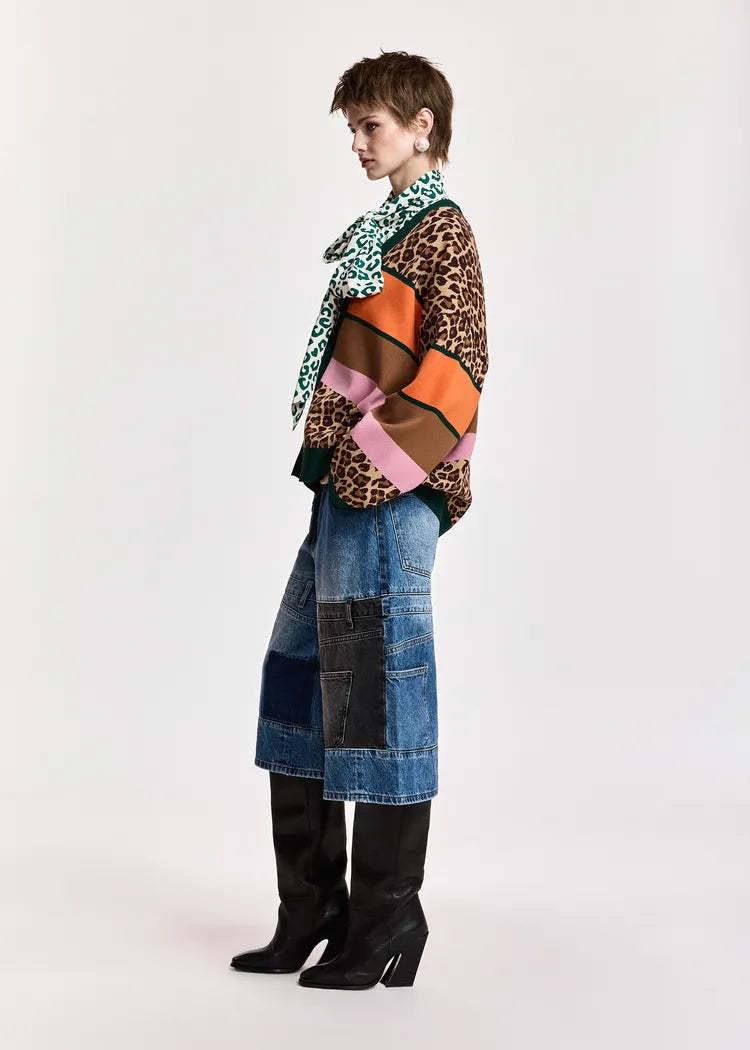 Essentiel Antwerp Leopard Print Knit Cardigan