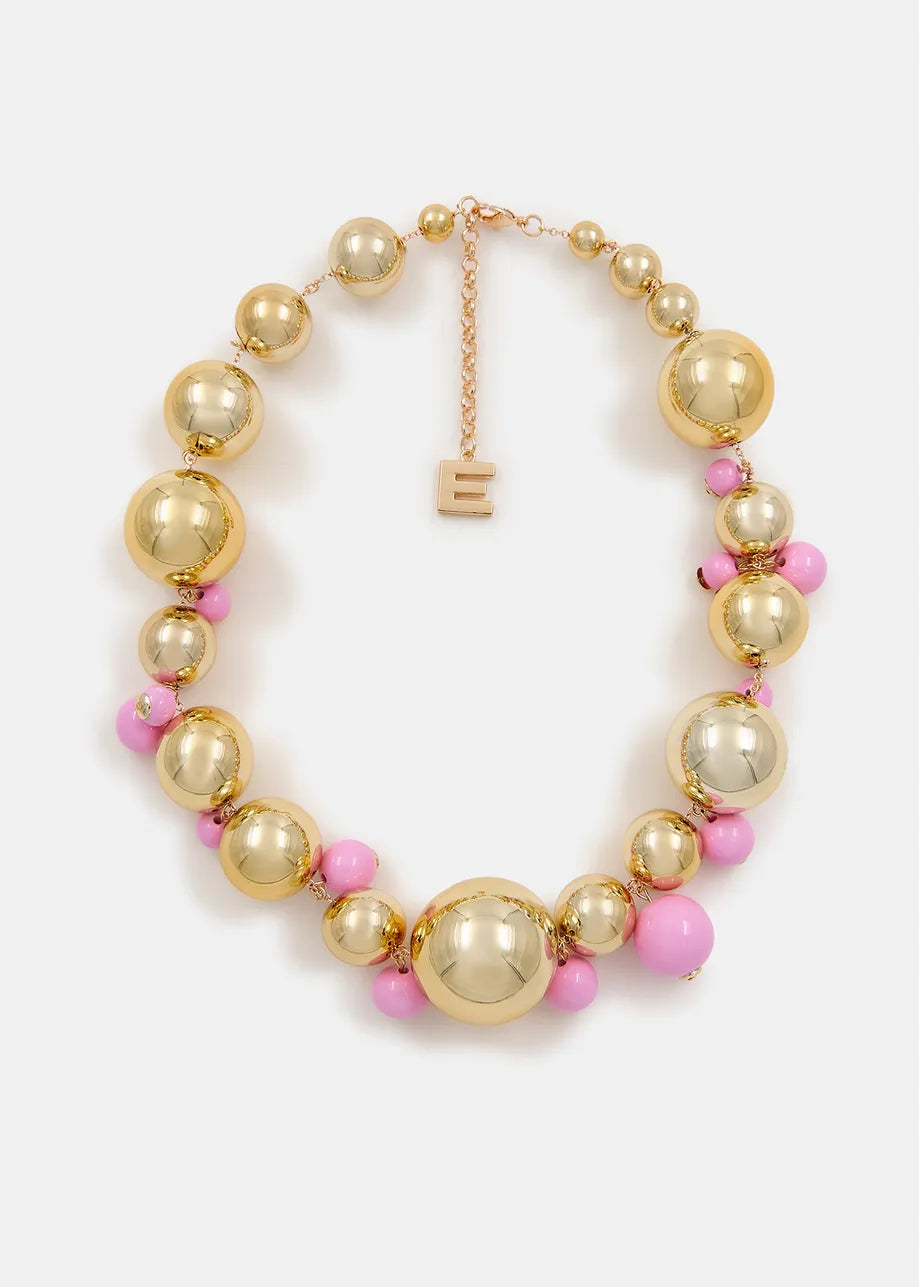 Essentiel Antwerp Gold-tone and Pink Sphere Necklace