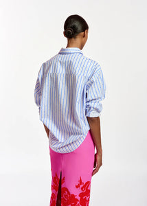 Essentiel Antwerp White and Blue Rhinestone Embellished Shirt