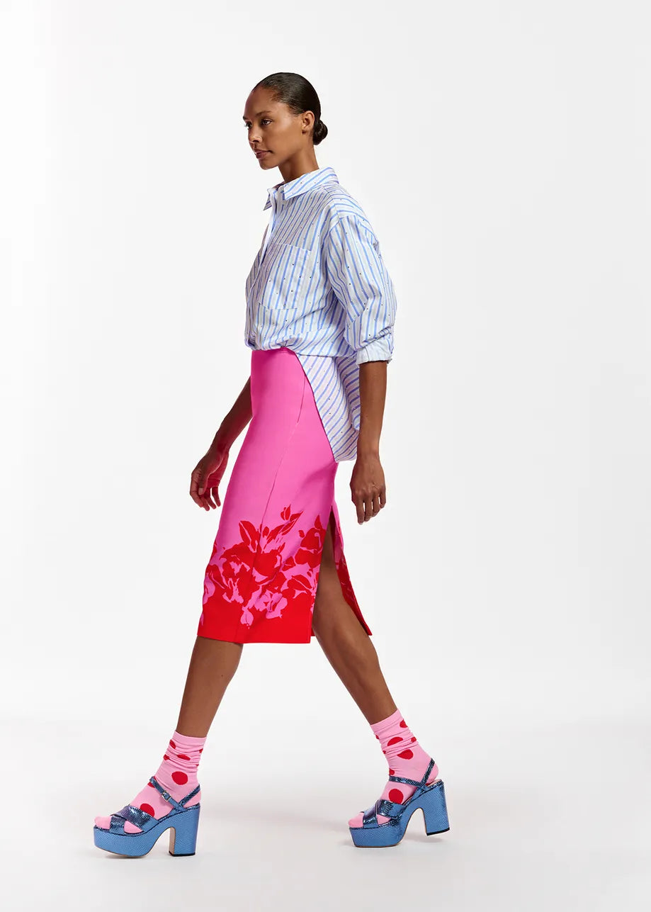 Essentiel Antwerp White and Blue Rhinestone Embellished Shirt