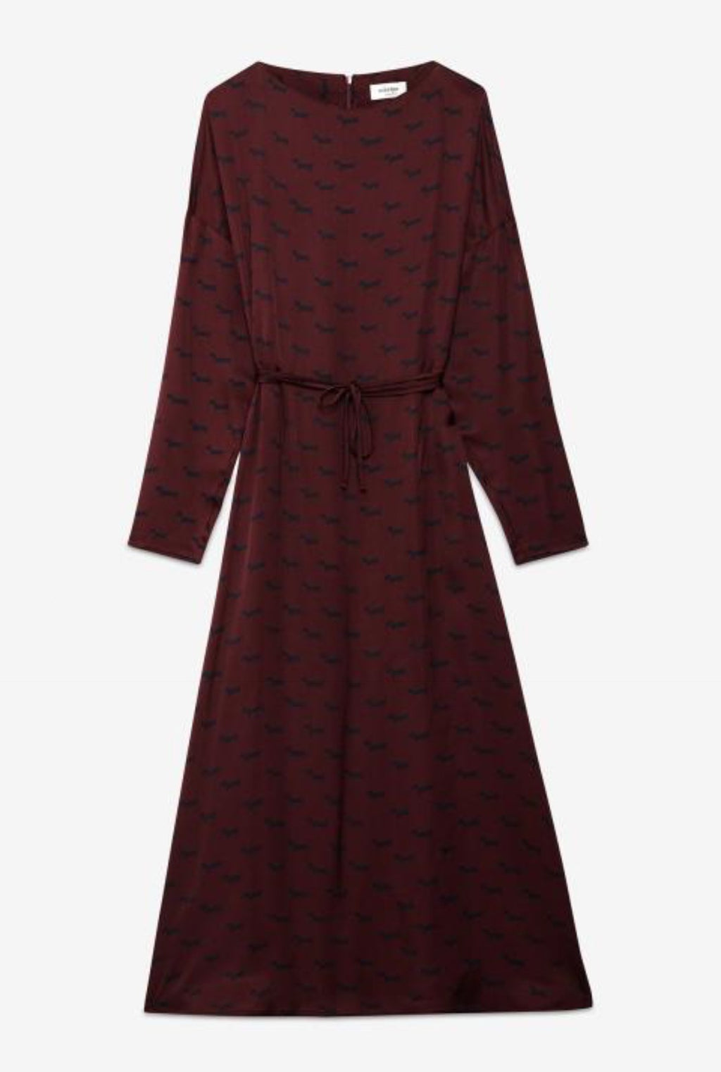 Ottod’Ame Long Sleeve Burgundy Print Midi Dress