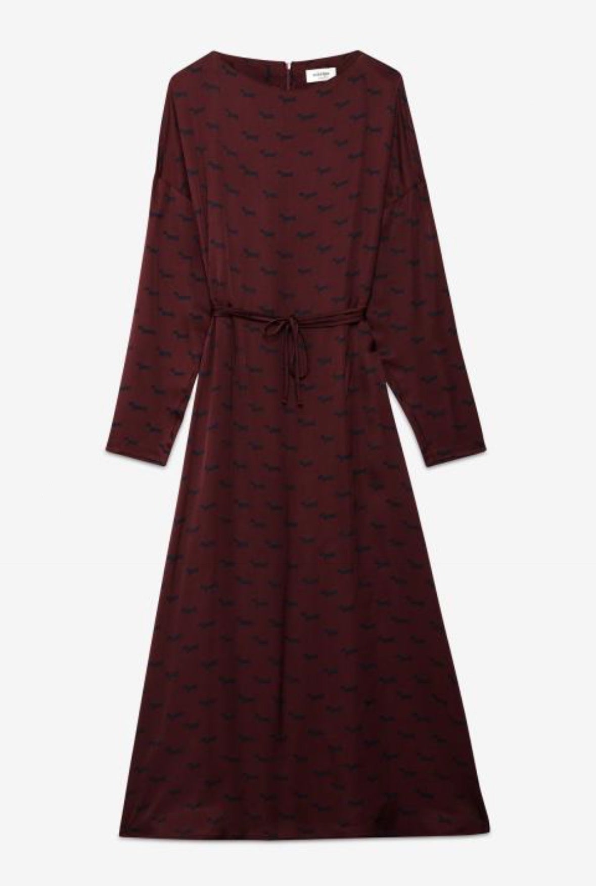 Ottod’Ame Long Sleeve Burgundy Print Midi Dress
