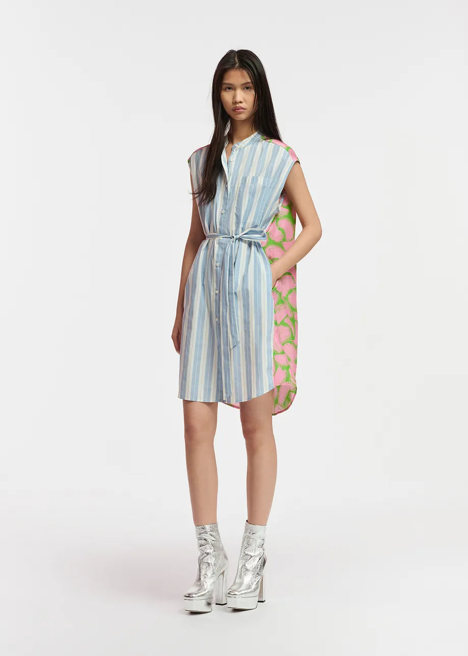 Essentiel Antwerp Blue and White Striped Shirt Dress