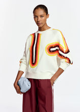 Load image into Gallery viewer, Essentiel Antwerp White Sweatshirt in Orange Sequin
