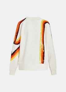 Essentiel Antwerp White Sweatshirt in Orange Sequin