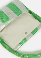 Essentiel Antwerp Green and Silver Striped Chainmail Shoulder Bag