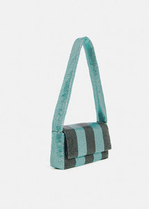 Essentiel Antwerp Black & Blue Striped Chainmail Shoulder Bag