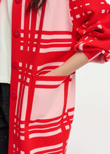 Load image into Gallery viewer, Essentiel Antwerp Pink &amp; Red Midi-Length Cardi-Coat
