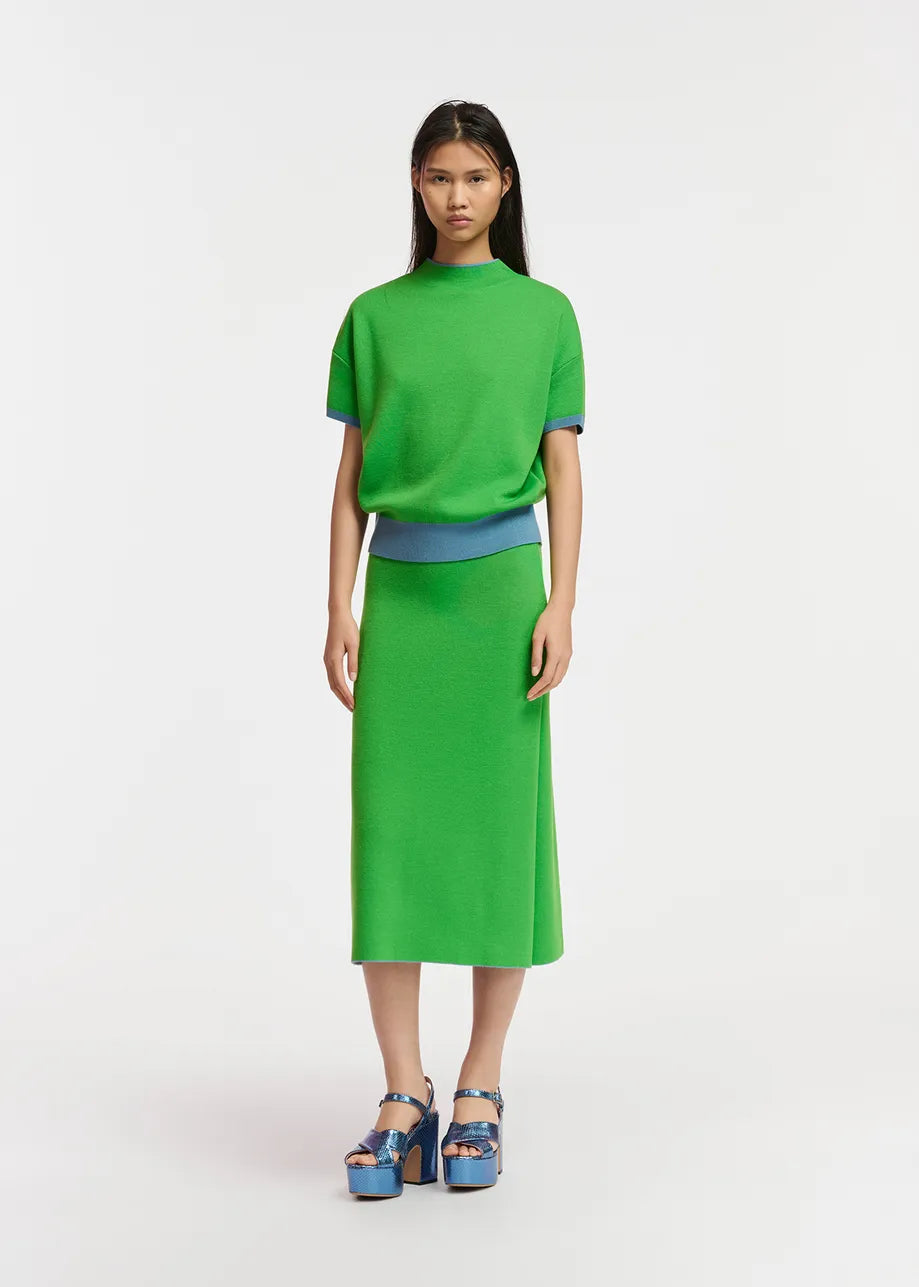 Essentiel Antwerp Blue & Green Reversible Knitted Skirt