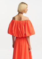Essentiel Antwerp Orange Pinch Puff Off-Shoulder Top