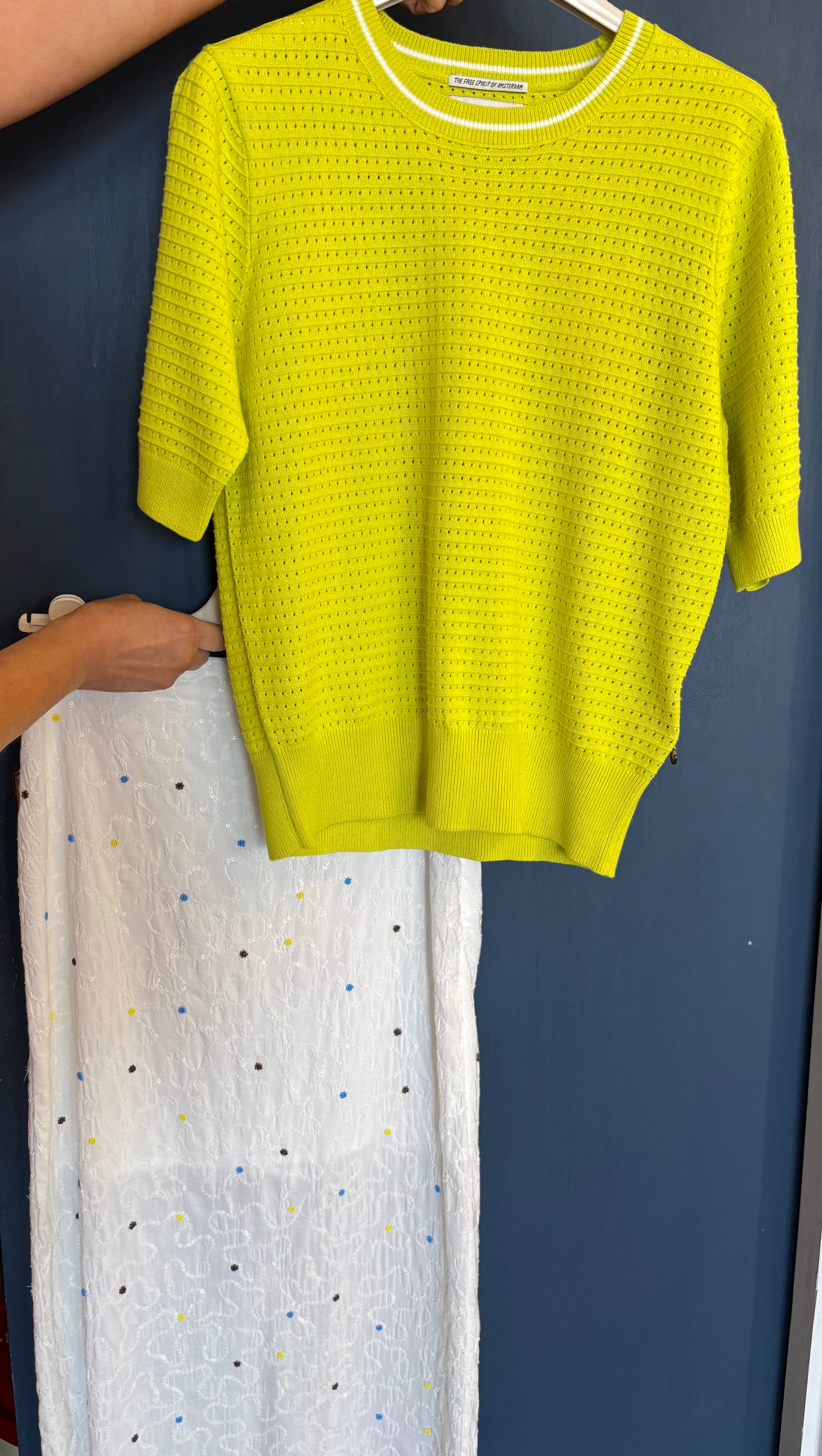 Scotch & Soda Lime pointelle short sleeve jumper