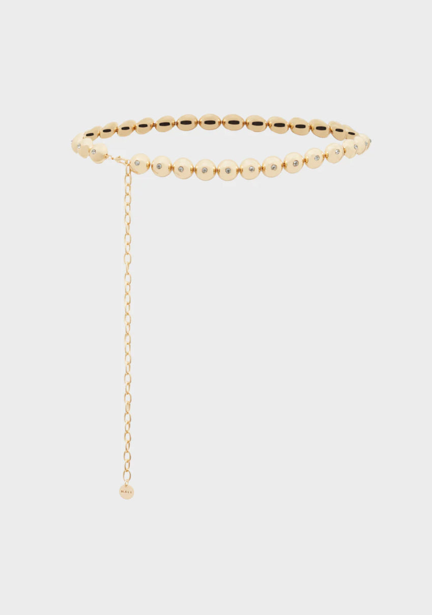 NALI Gold Globes with Silver Crystals Chain Belt