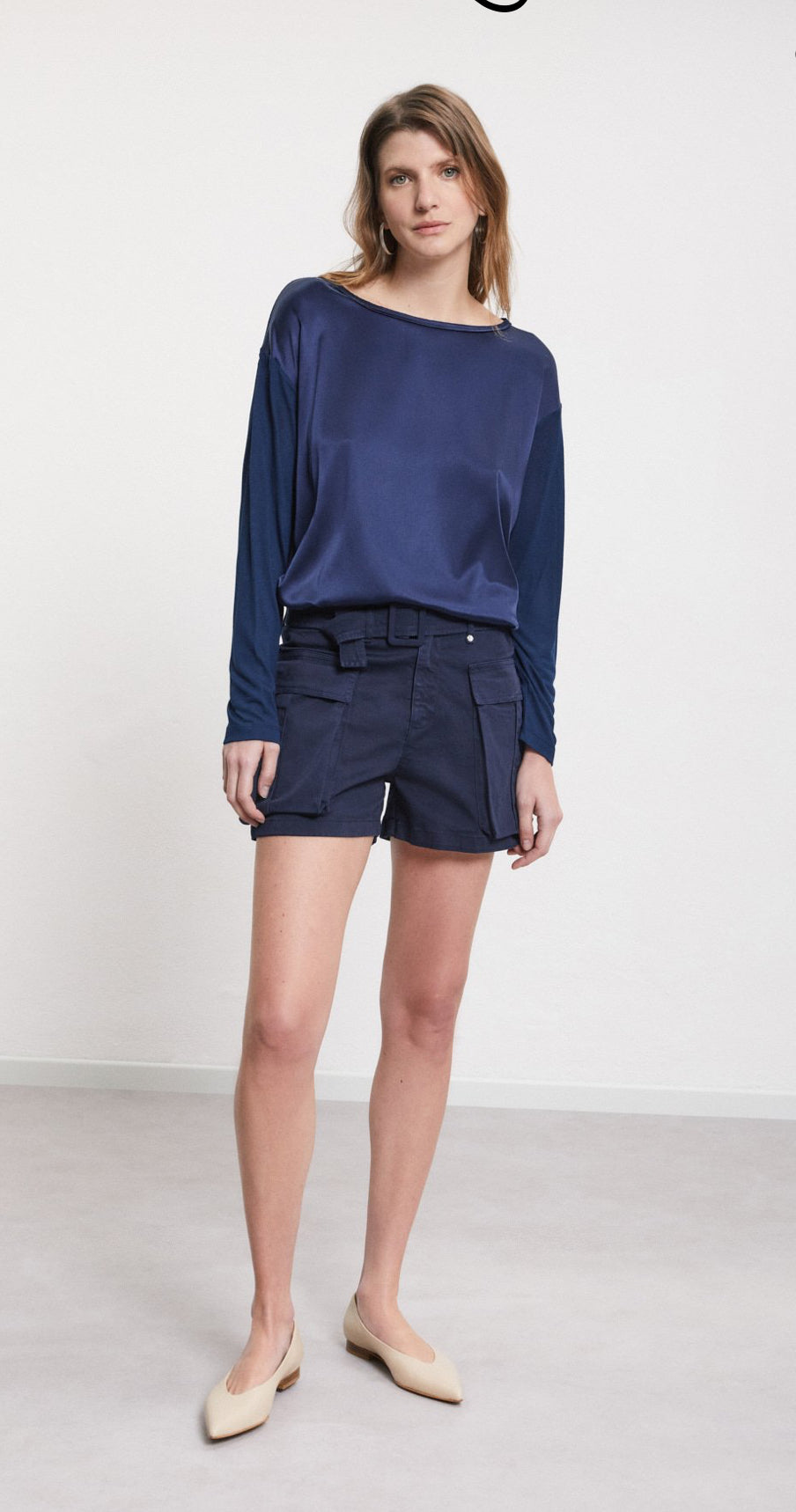 Ottod’Ame Navy Long Sleeve Blouse