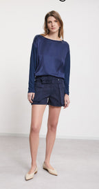 Ottod’Ame Navy Long Sleeve Blouse