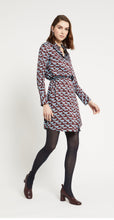 Load image into Gallery viewer, Ottod’Ame Blue &amp; Burgundy Print Shirt Mini Dress
