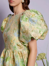 Load image into Gallery viewer, DREAM Sister Jane Green Blue Pasqueflower Jacquard Midi Dress
