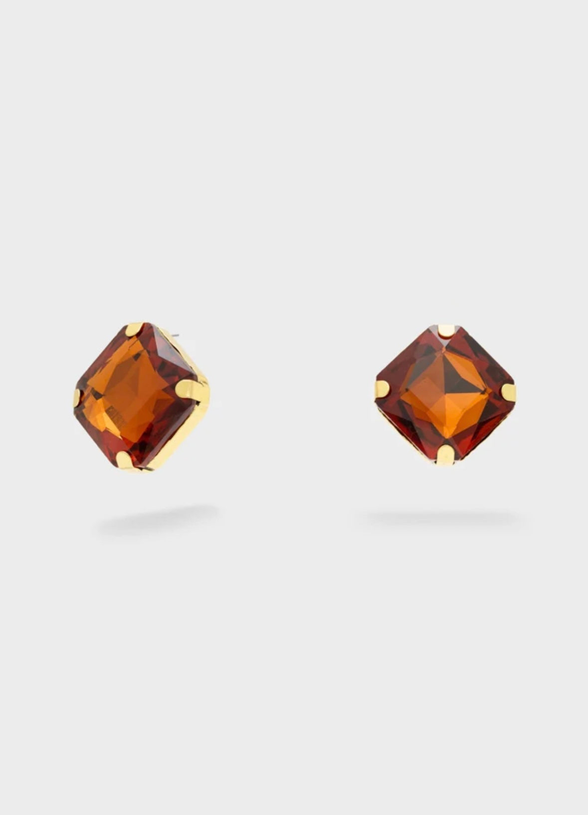 NALI Burnt Orange Crystal Clip-on Earrings