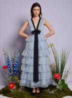 DREAM Sister Jane Blue Ruffle Midi Dress with Polka Dots