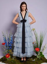 Load image into Gallery viewer, DREAM Sister Jane Blue Ruffle Midi Dress with Polka Dots
