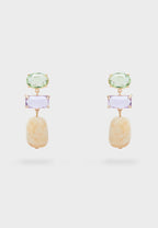 NALI Green Lilac Crystal & Stone Drop Earrings