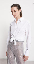 Ottod’Ame White 100% Cotton Shirt with Disc sequins
