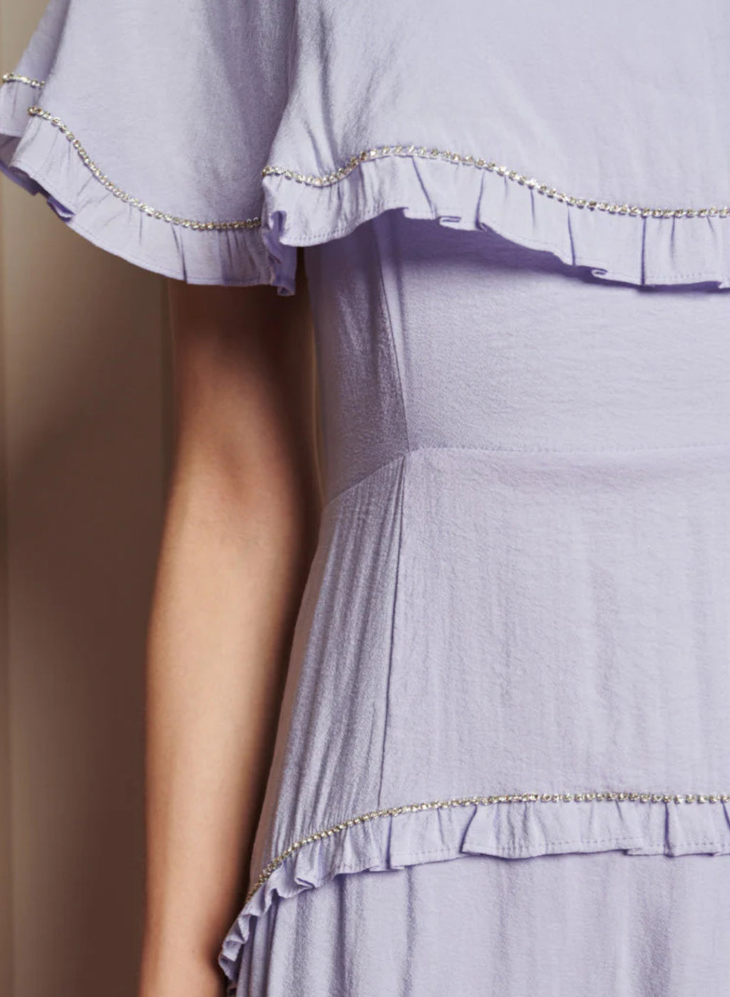 Sister Jane Lilac Cape Dress with Diamante Trim