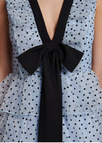 DREAM Sister Jane Blue Ruffle Midi Dress with Polka Dots