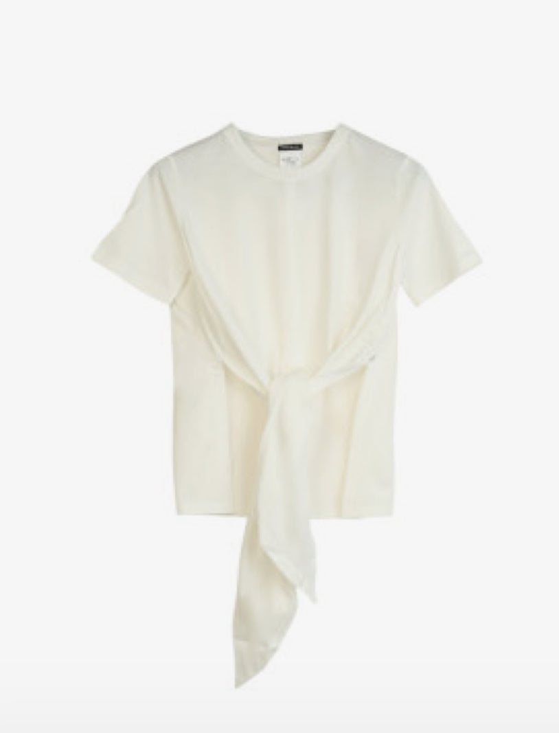 PENNYBLACK White T-Shirt with Front Bow Tie