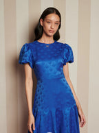 Sister Jane Cobalt Blue Jacquard Lace Midi Dress