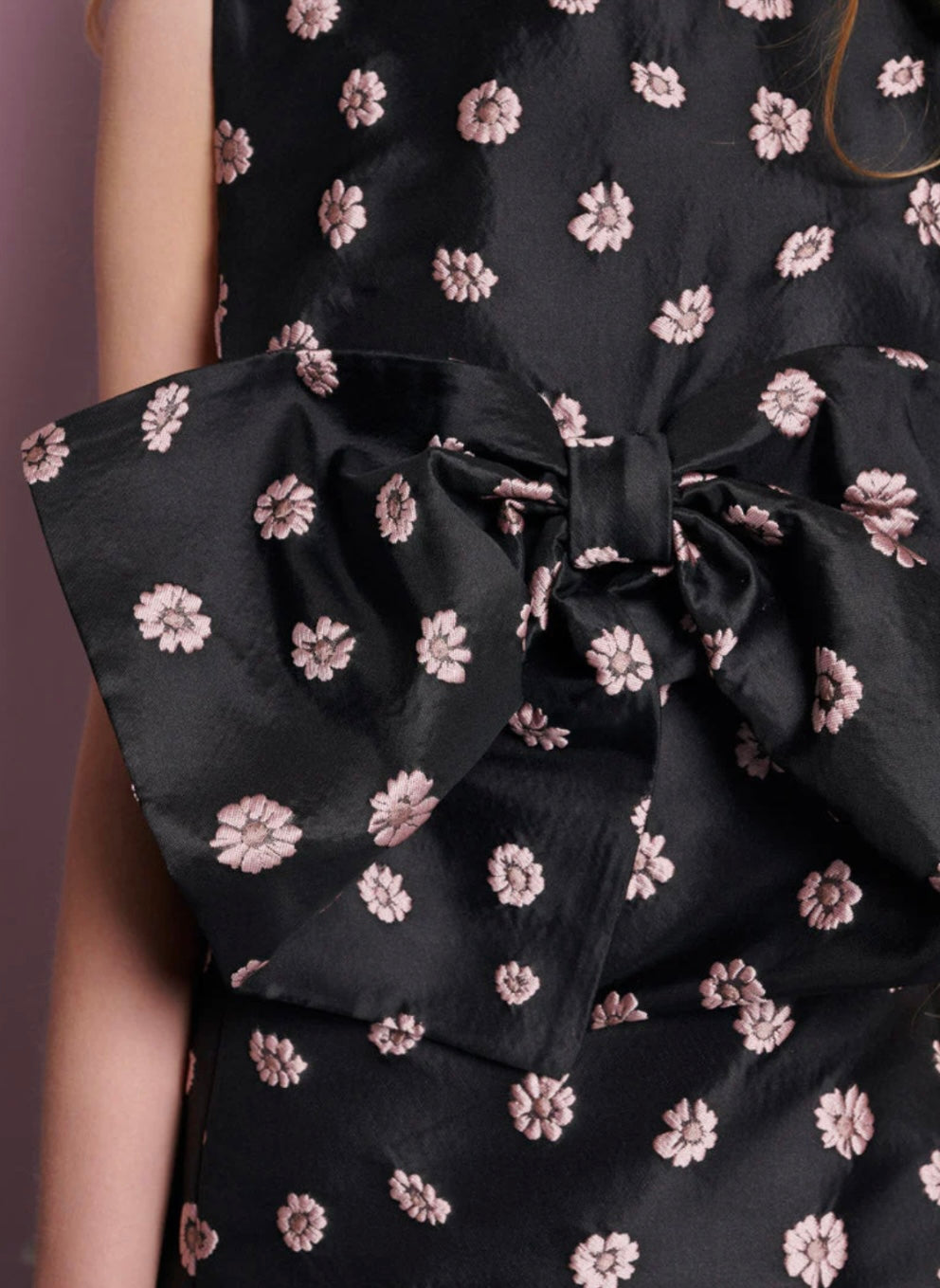 Sister Jane Black Rose Bells Jacquard Bow Dress