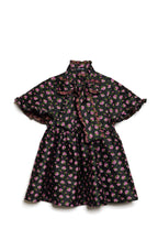 Sister Jane Black Jacquard Mini Dress with Purple Floral Print