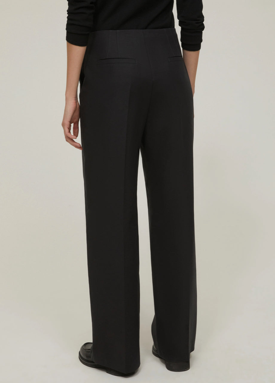 PENNYBLACK Wide-Fit Double-Woven Black Cotton Trousers