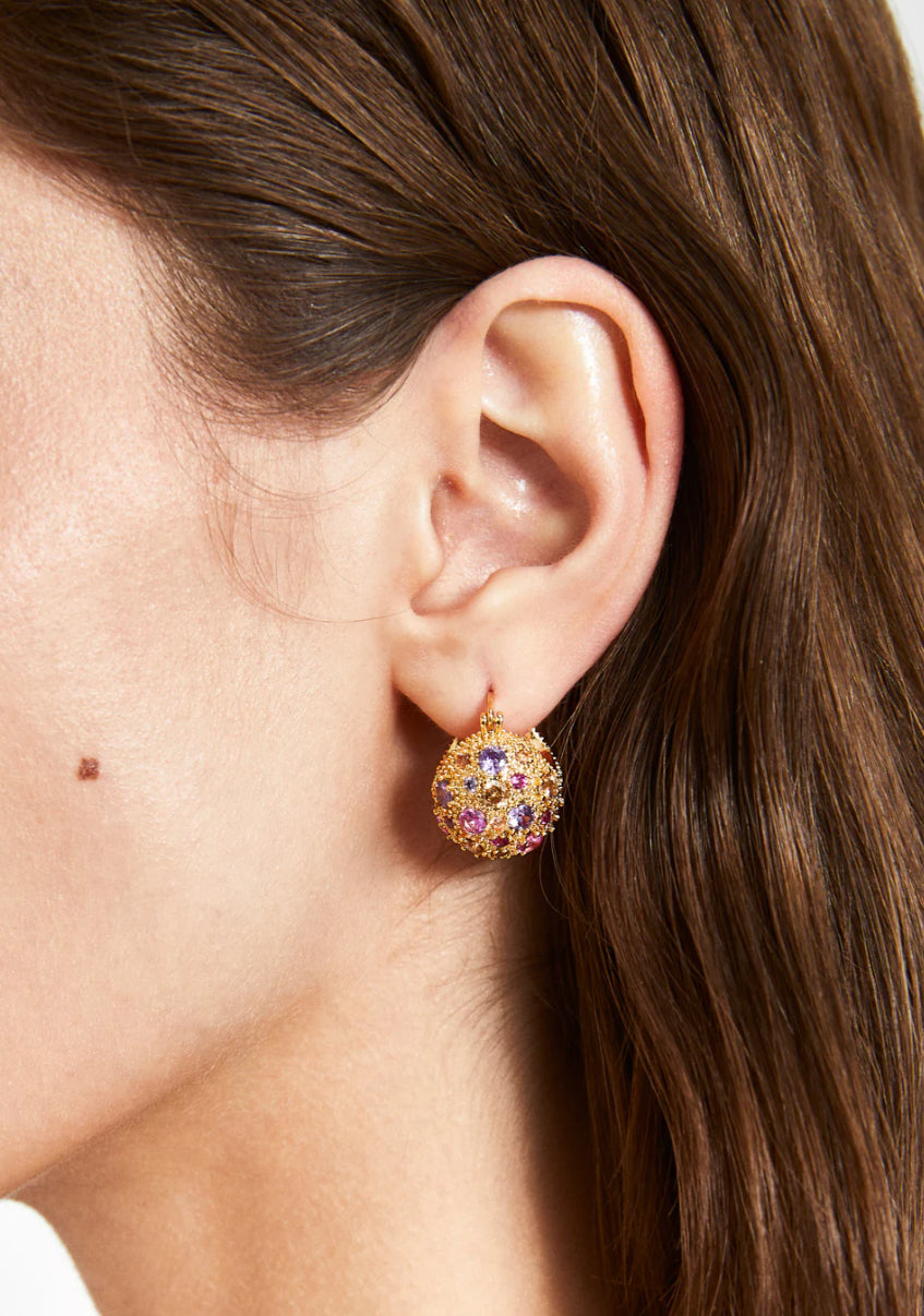 NALI Gold & Coloured Gemstone Small Hoop Earrings