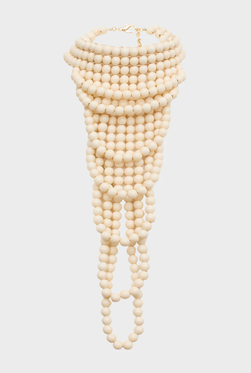NALI Cascading Necklace in Cream Pearls