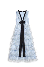 DREAM Sister Jane Blue Ruffle Midi Dress with Polka Dots