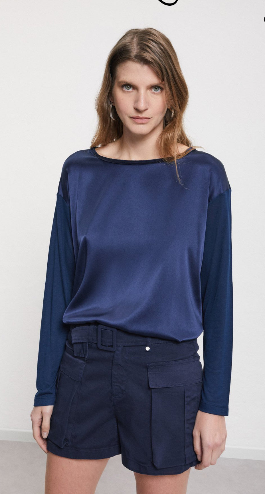 Ottod’Ame Navy Long Sleeve Blouse