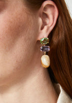 NALI Green Lilac Crystal & Stone Drop Earrings