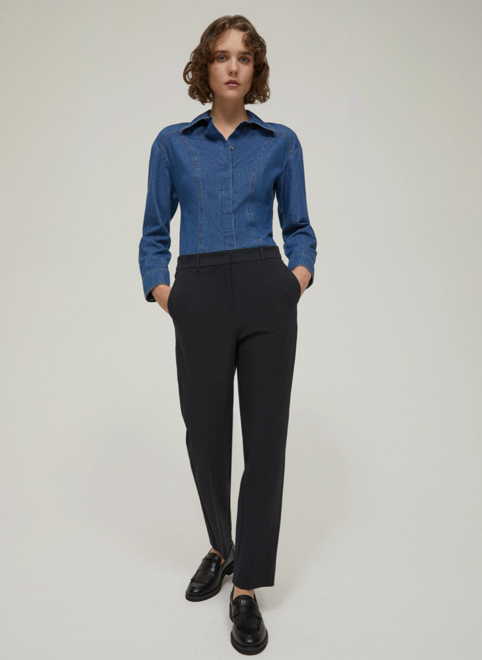 PENNYBLACK Slim Fit Tailored Black Trousers