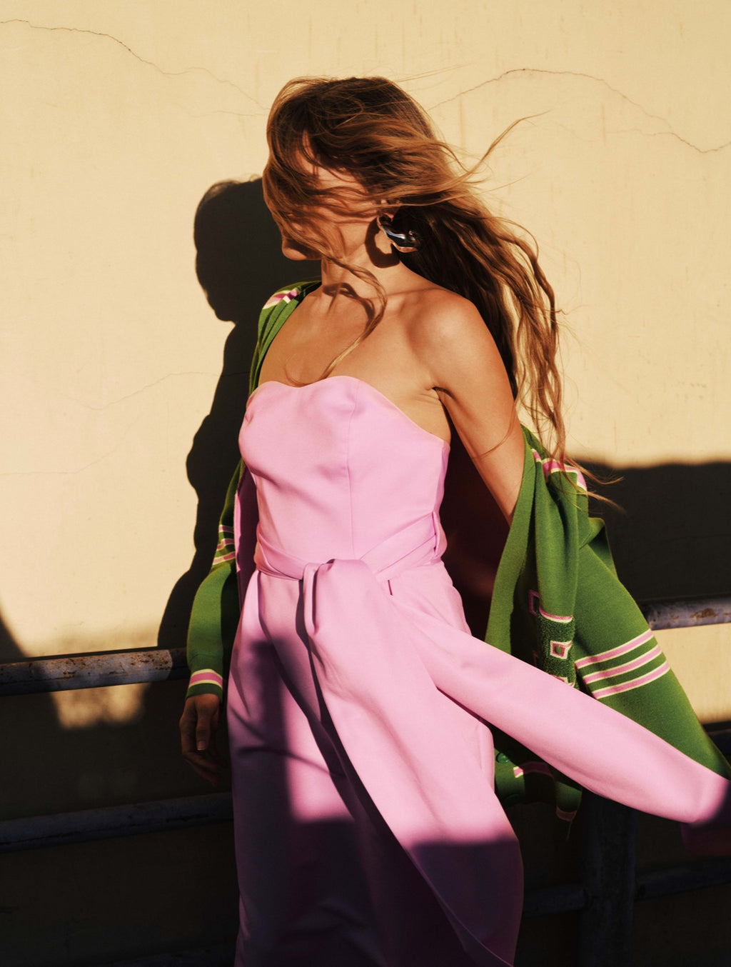 Essentiel Antwerp Candy Pink Growgrain Strapless Dress with Wrap Belt