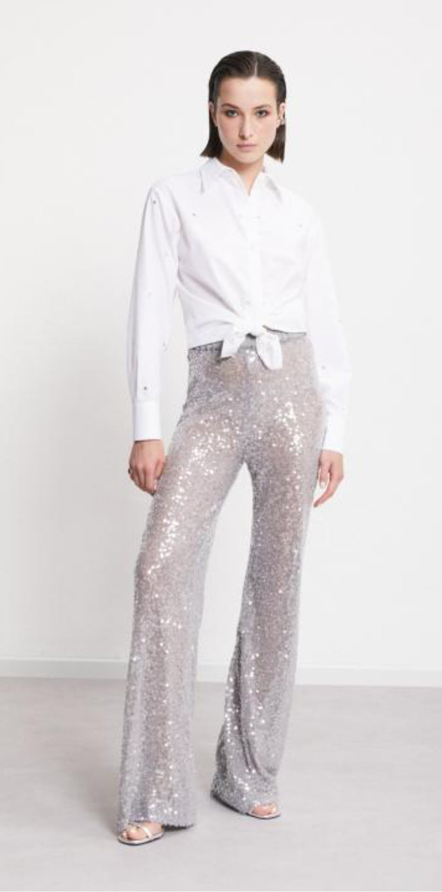 Ottod’Ame White 100% Cotton Shirt with Disc sequins