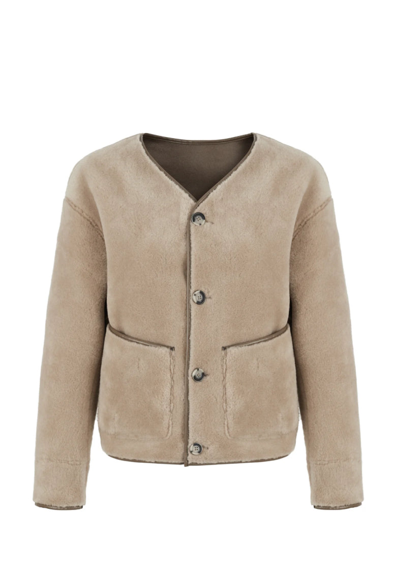 URBANCODE Reversible Mink Faux Fur & Suede Collarless Jacket