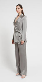 Ottod’Ame Pewter Grey High Waisted Satin Viscose Trousers