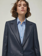 PENNYBLACK Navy Tailored Blazer in Glazed Sheen Finish