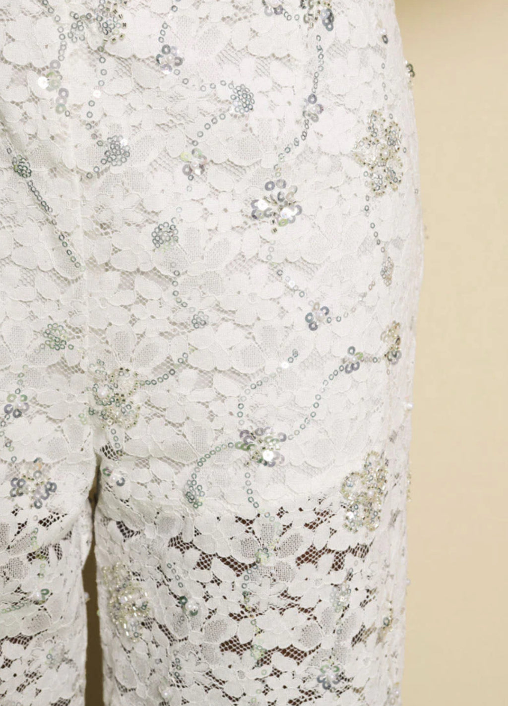 DREAM Sister Jane White Lace & Diamante Jardin High Waist Wide Leg Pants