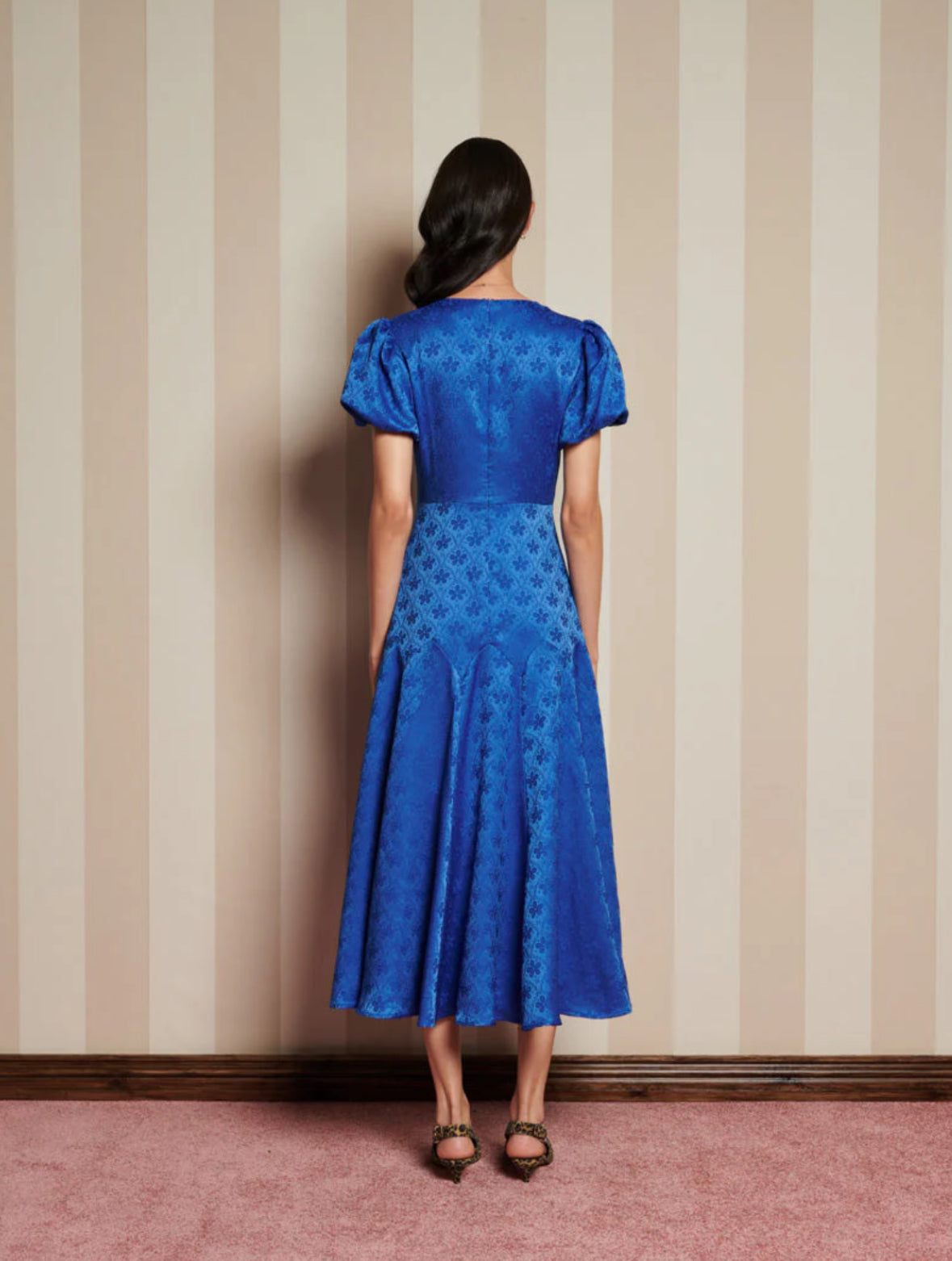 Sister Jane Cobalt Blue Jacquard Lace Midi Dress