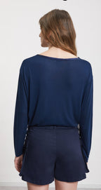 Ottod’Ame Navy Long Sleeve Blouse