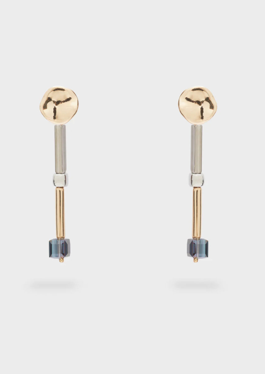 NALI Gold & Silver / Black Crystal Drop Earrings