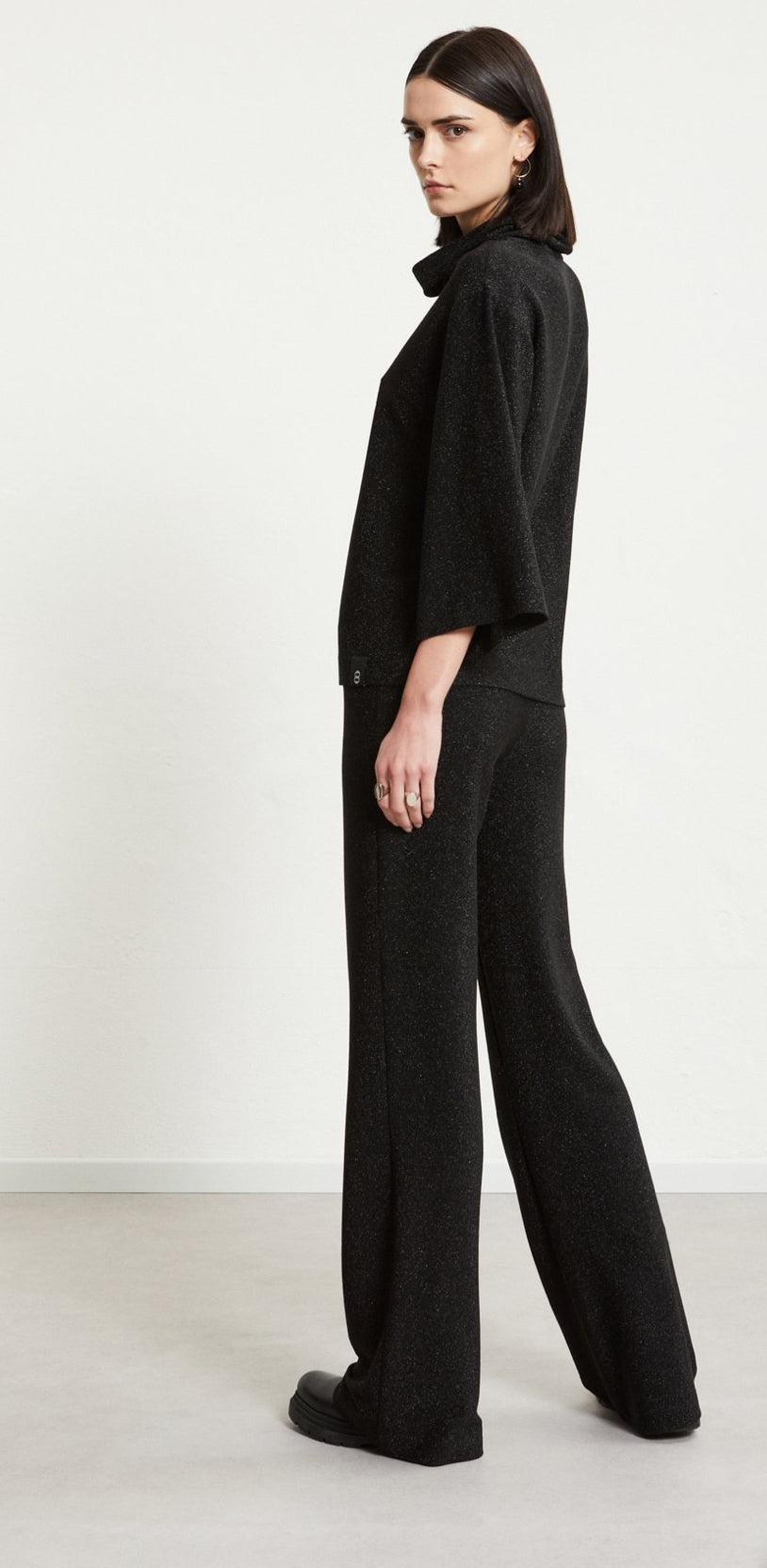 Ottod’Ame Black Sparkle Lurex Palazzo Pants